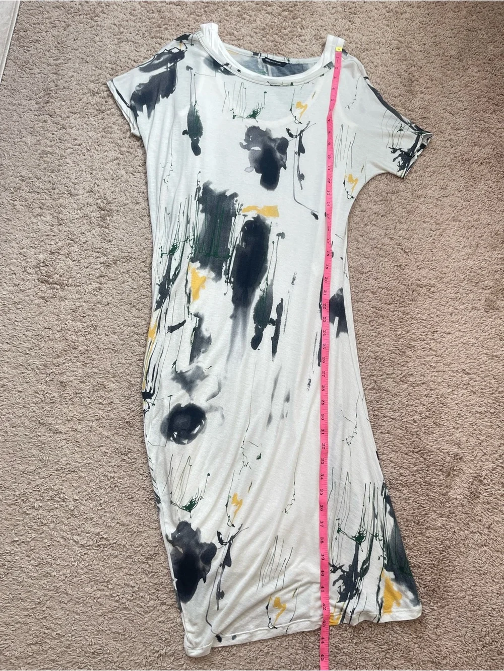 Uma Raquel Davidowicz Drapey Asymmetrical Abstract Paint Splatter Printed Dress - Picture 12 of 16